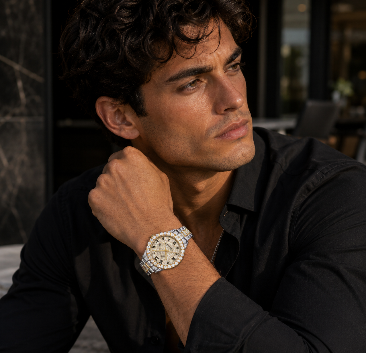 Luxury Gold Diamond Bling Quartz Watch for Men