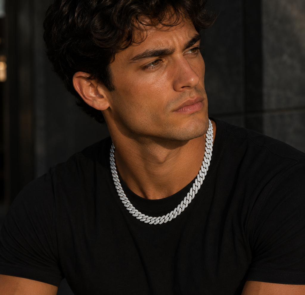 14mm Iced Out Prong Cuban Link Chain Necklace for Men Women 2 Row Rhinestone Paved Miami Rhombus Hip Hop