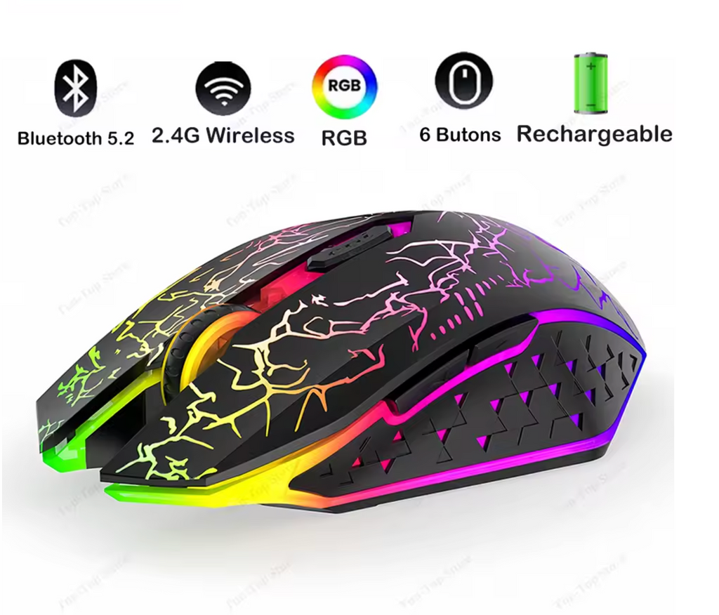 Bluetooth 5.2 Mouse RGB 2.4G Wireless Mouse Dual-Mode Gaming Mouse 6 Buttons Silent Mouse For MacBook Tablet Laptops Computer