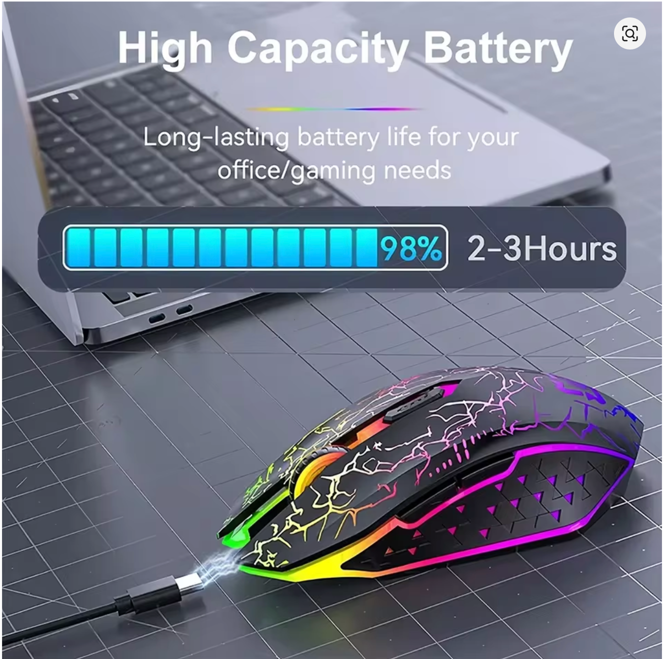 Bluetooth 5.2 Mouse RGB 2.4G Wireless Mouse Dual-Mode Gaming Mouse 6 Buttons Silent Mouse For MacBook Tablet Laptops Computer