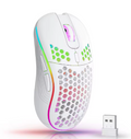 2.4G Wireless Mouse with RGB Backlit 6-button 3-speed DPI Type C Rechargeable Ergonomic Honeycomb Design Gaming Mouse