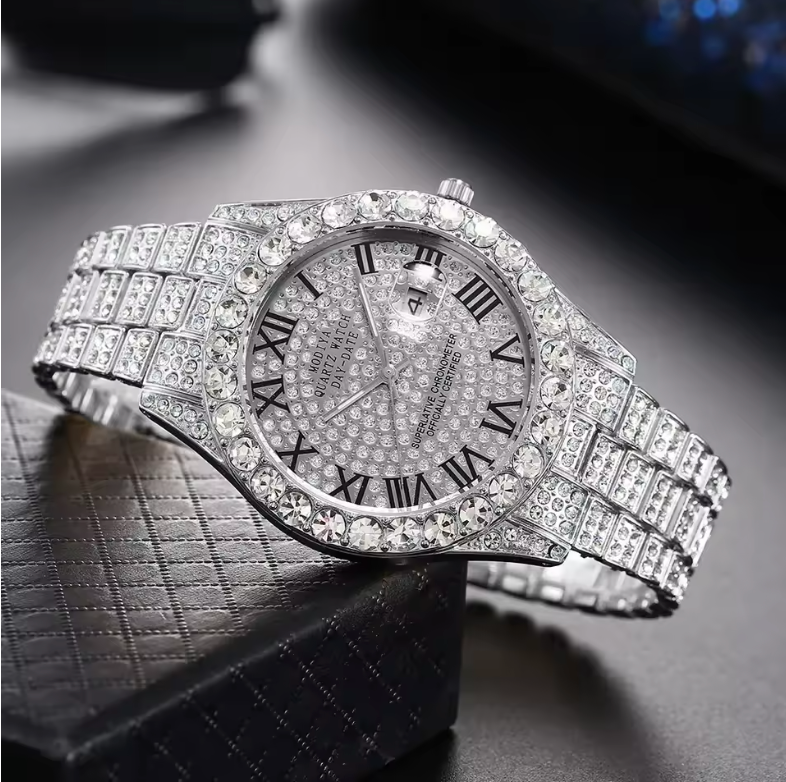 Luxury Gold Diamond Bling Quartz Watch for Men